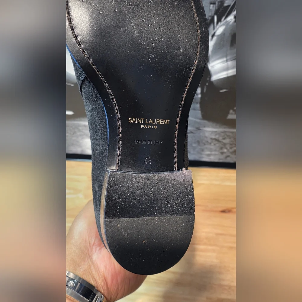 Saint Laurent Paris Wyatt Jodhpur harness boots in black suede EU 46 / US 13 - Picture 3 of 13